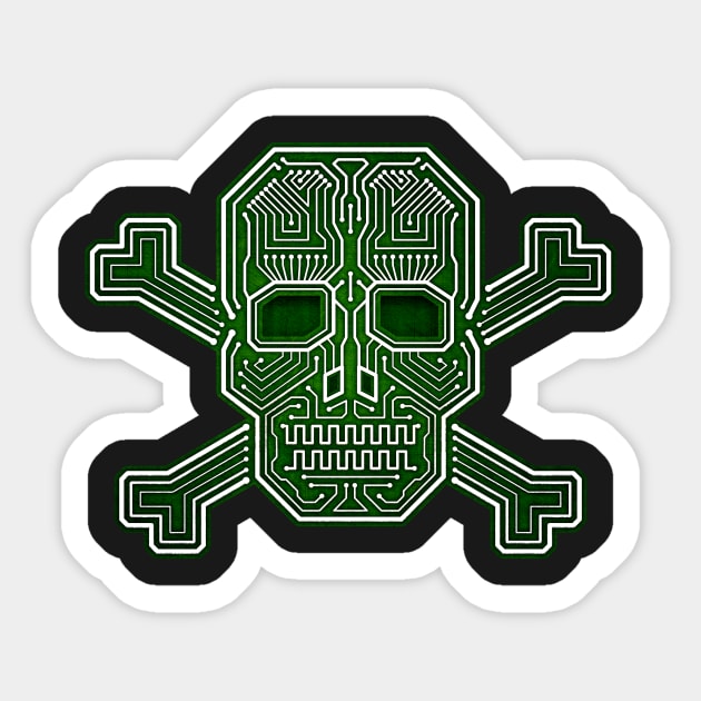 Hacker Skull Crossbones Sticker by Hacktees